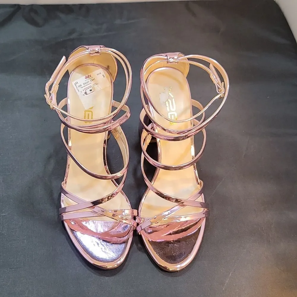 BRAND NEW X2B METALLIC STRAPPY HIGH HEEL WOMEN'S SANDAL